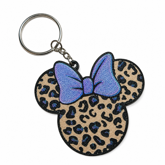Leopard Bow Mouse Keychain – 3D Printed